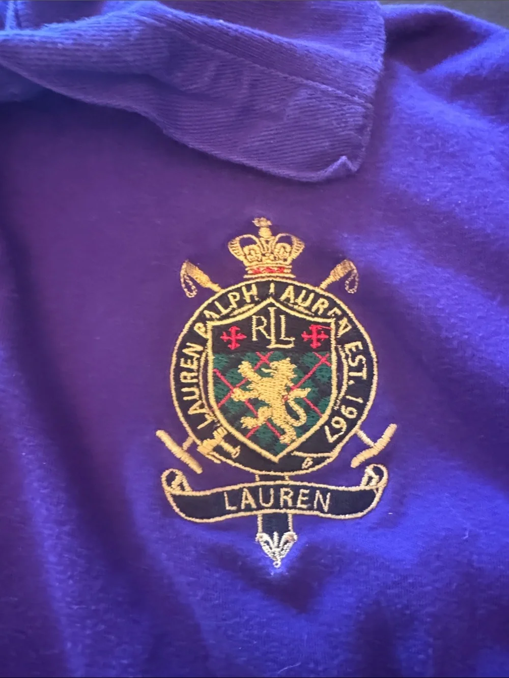 Ralph Lauren Purple Long-Sleeve Polo with Crest Patch